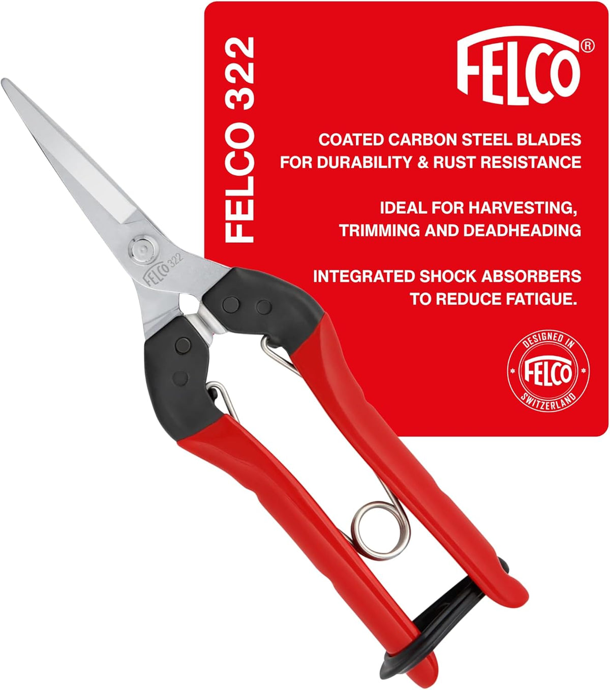 F322 Pruning Snips – 9.84" Garden Clippers with Curved Blade & Rounded Tip | Pruning Shears for Gardening | Garden Snips and Pruners with Carbon Steel Blade, Sap Groove