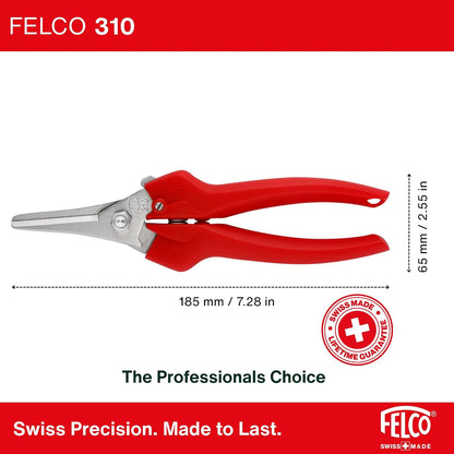 F322 Pruning Snips – 9.84" Garden Clippers with Curved Blade & Rounded Tip | Pruning Shears for Gardening | Garden Snips and Pruners with Carbon Steel Blade, Sap Groove