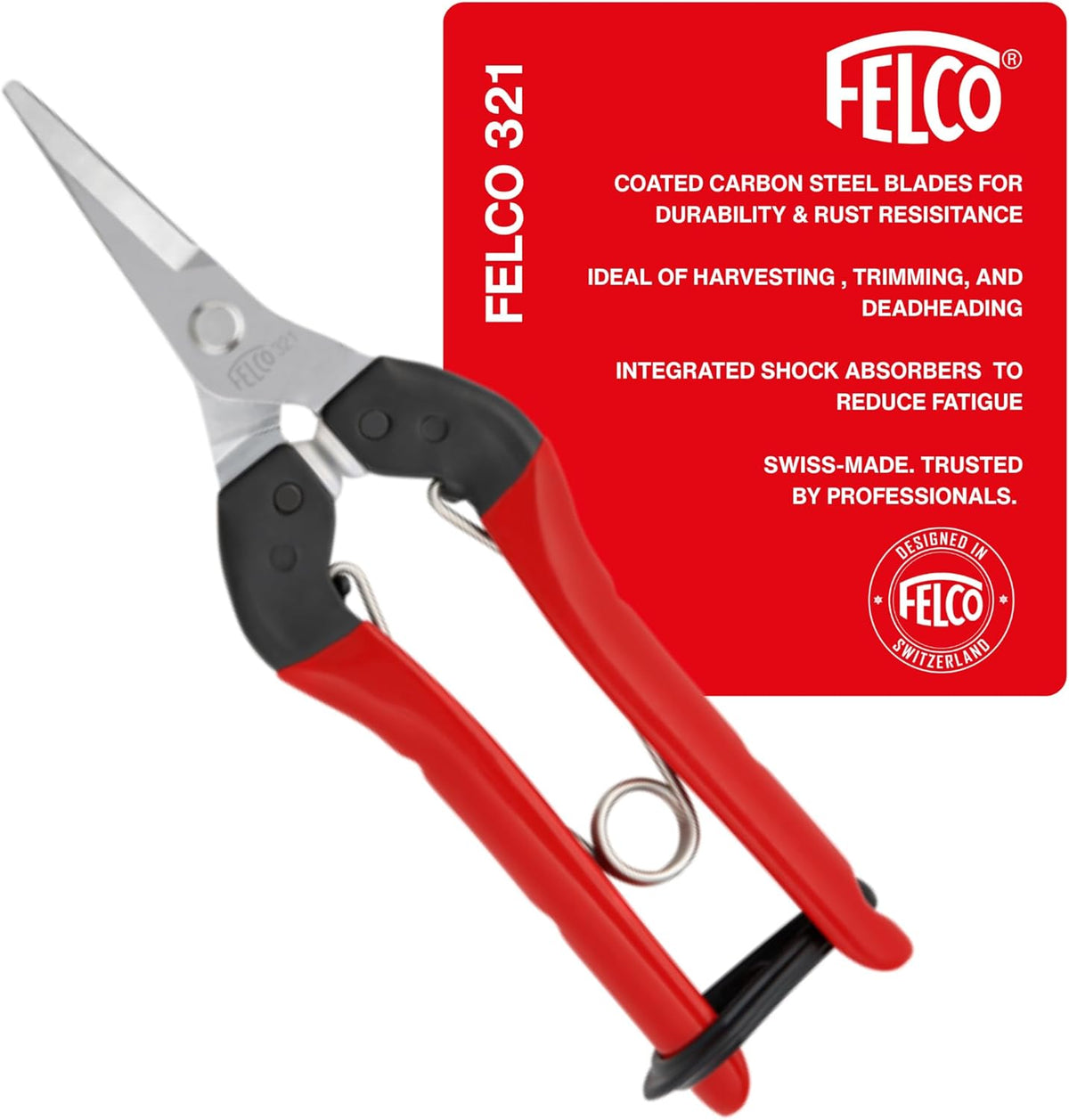 F322 Pruning Snips – 9.84" Garden Clippers with Curved Blade & Rounded Tip | Pruning Shears for Gardening | Garden Snips and Pruners with Carbon Steel Blade, Sap Groove