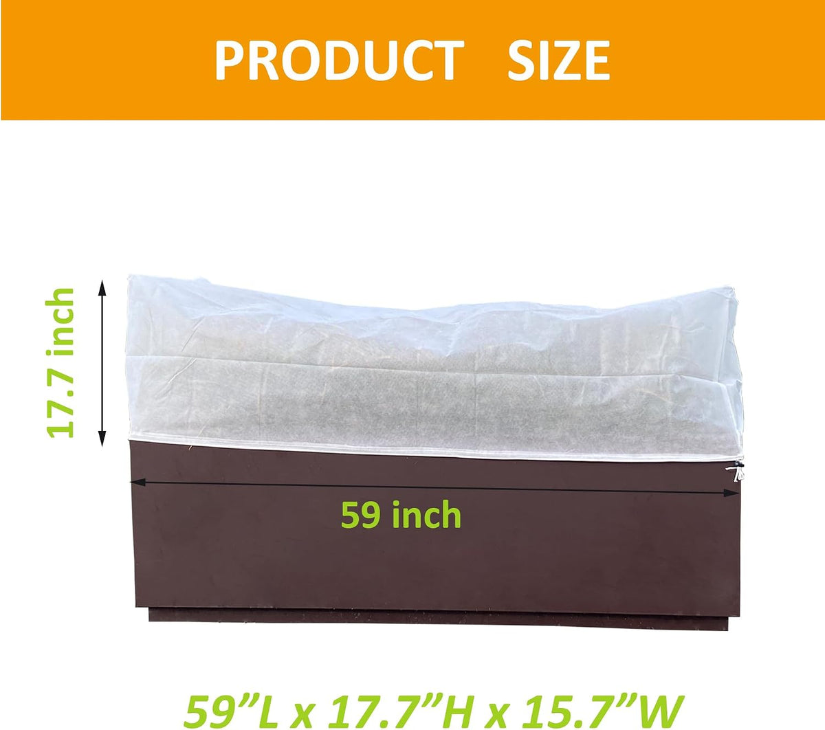 2 Pcs Rectangular Plant Box Cover Winter Plant Covers Freeze Protection Frost Covers for Flower Boxes with Drawstring for Outdoor Balcony Windowsill (White, 59 x 17.7 x 15.7)