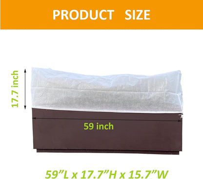 2 Pcs Rectangular Plant Box Cover Winter Plant Covers Freeze Protection Frost Covers for Flower Boxes with Drawstring for Outdoor Balcony Windowsill (White, 59 x 17.7 x 15.7)