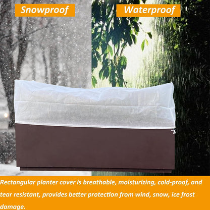 2 Pcs Rectangular Plant Box Cover Winter Plant Covers Freeze Protection Frost Covers for Flower Boxes with Drawstring for Outdoor Balcony Windowsill (White, 59 x 17.7 x 15.7)