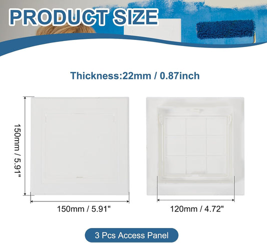 5x5 Inch Removable Hinged Access Panel, 3Pcs ABS Plumbing Access Doors Easy Wall Hole Cover for Drywall Plumbing Electrical Cables Wiring, White (120x120mm)