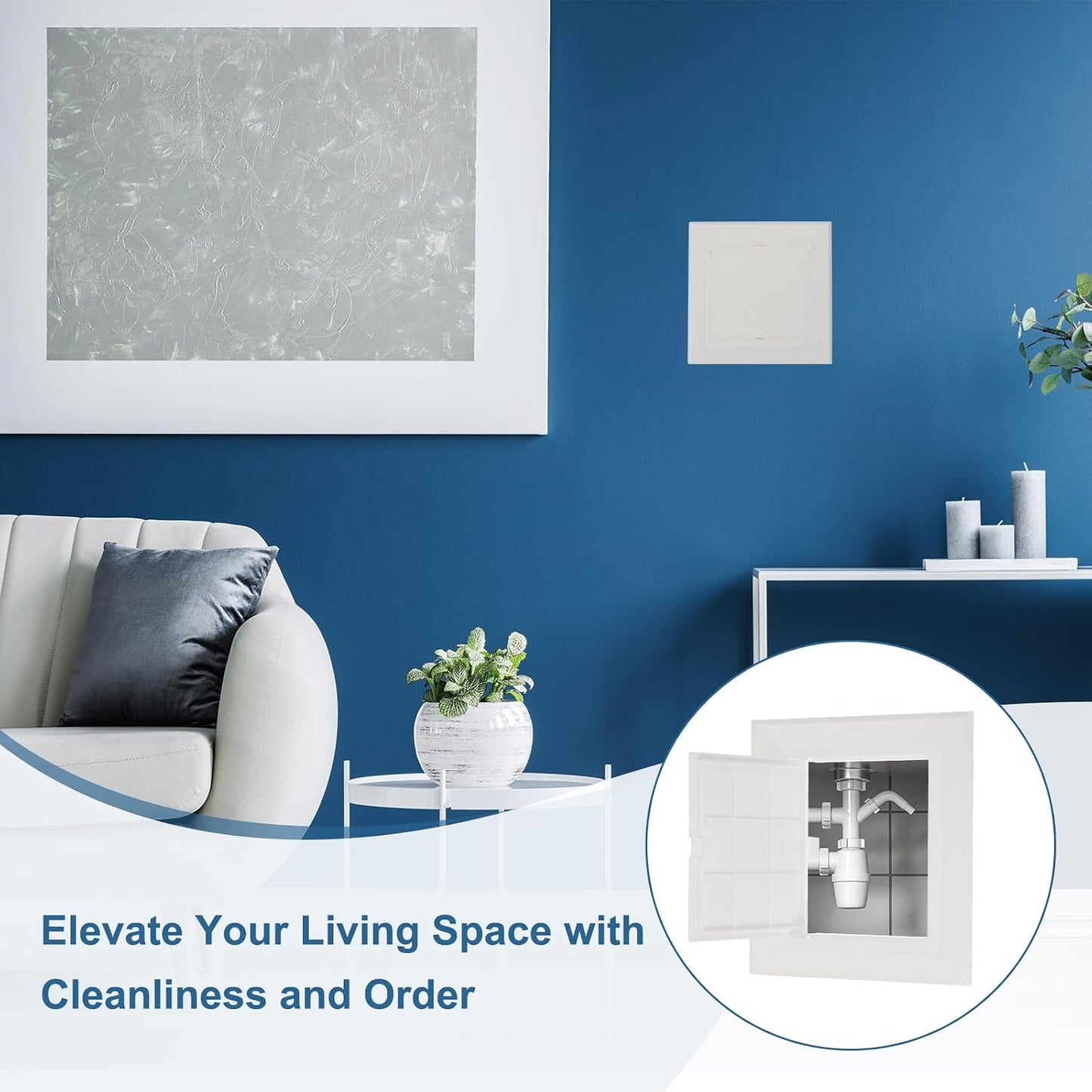 5x5 Inch Removable Hinged Access Panel, 3Pcs ABS Plumbing Access Doors Easy Wall Hole Cover for Drywall Plumbing Electrical Cables Wiring, White (120x120mm)