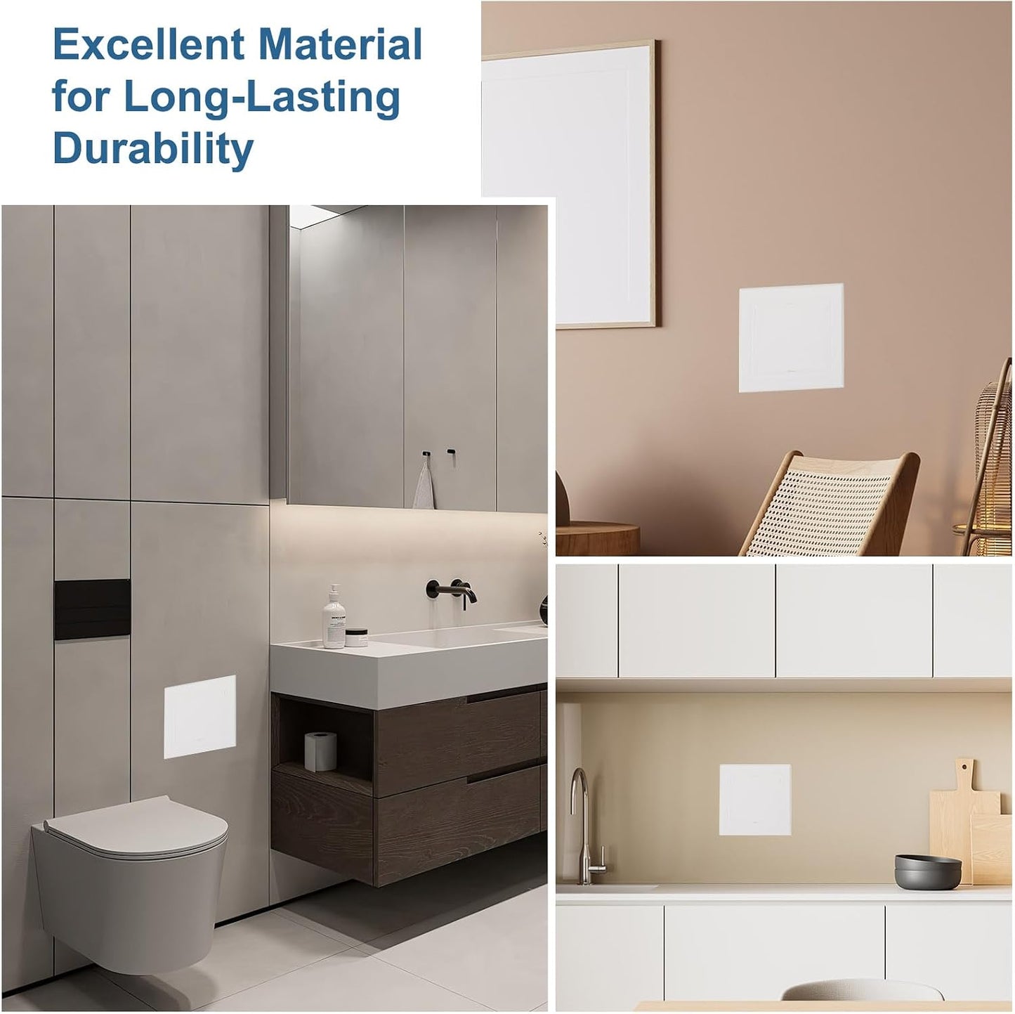5x5 Inch Removable Hinged Access Panel, 3Pcs ABS Plumbing Access Doors Easy Wall Hole Cover for Drywall Plumbing Electrical Cables Wiring, White (120x120mm)