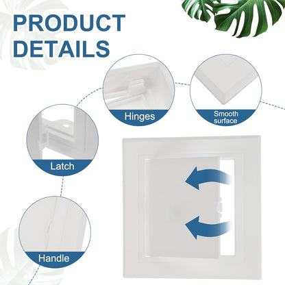 5x5 Inch Removable Hinged Access Panel, 3Pcs ABS Plumbing Access Doors Easy Wall Hole Cover for Drywall Plumbing Electrical Cables Wiring, White (120x120mm)