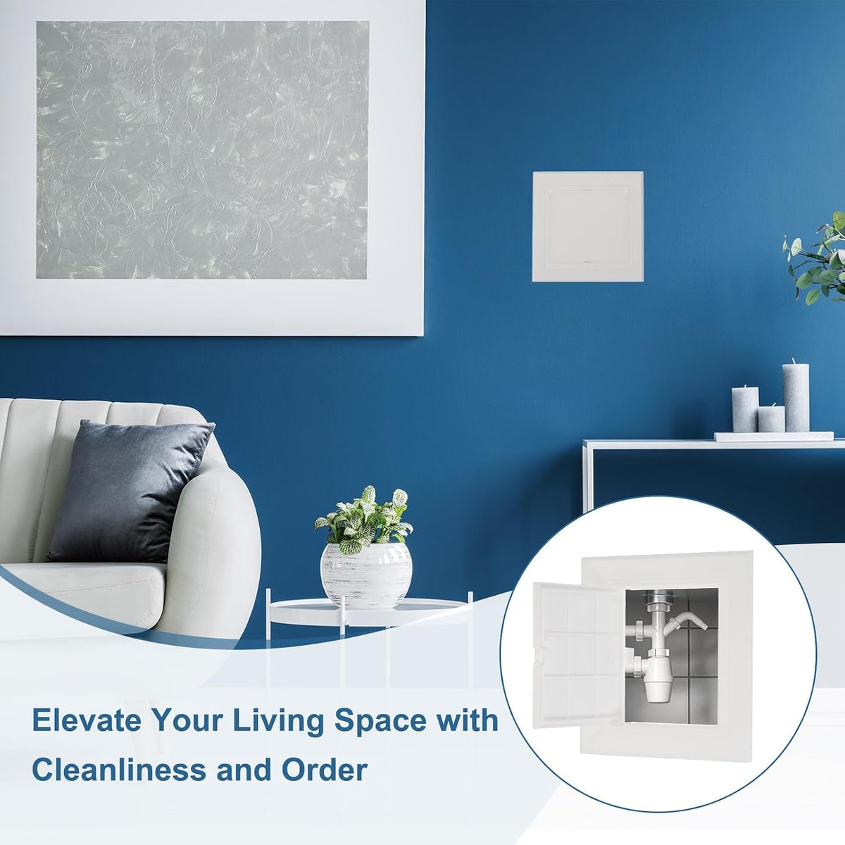 5x5 Inch Removable Hinged Access Panel, 3Pcs ABS Plumbing Access Doors Easy Wall Hole Cover for Drywall Plumbing Electrical Cables Wiring, White (120x120mm)