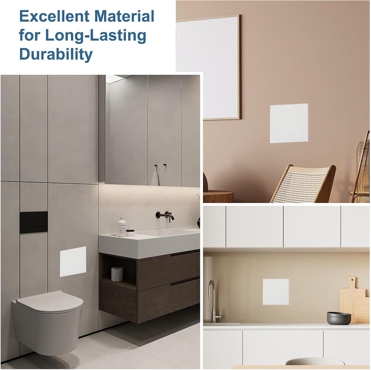 5x5 Inch Removable Hinged Access Panel, 3Pcs ABS Plumbing Access Doors Easy Wall Hole Cover for Drywall Plumbing Electrical Cables Wiring, White (120x120mm)