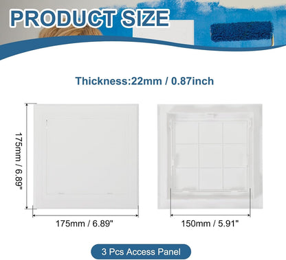 5x5 Inch Removable Hinged Access Panel, 3Pcs ABS Plumbing Access Doors Easy Wall Hole Cover for Drywall Plumbing Electrical Cables Wiring, White (120x120mm)
