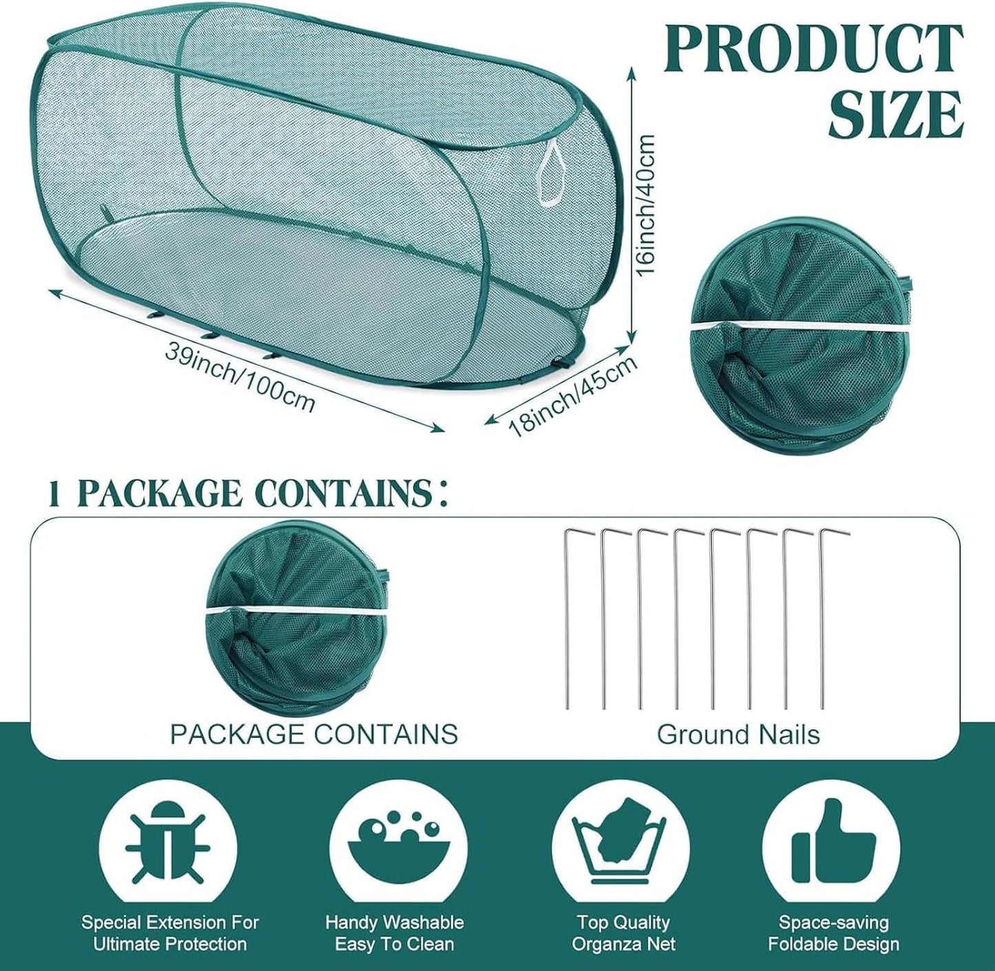 Pop Up Garden Row Cover, 39x18x16 for Raised Beds