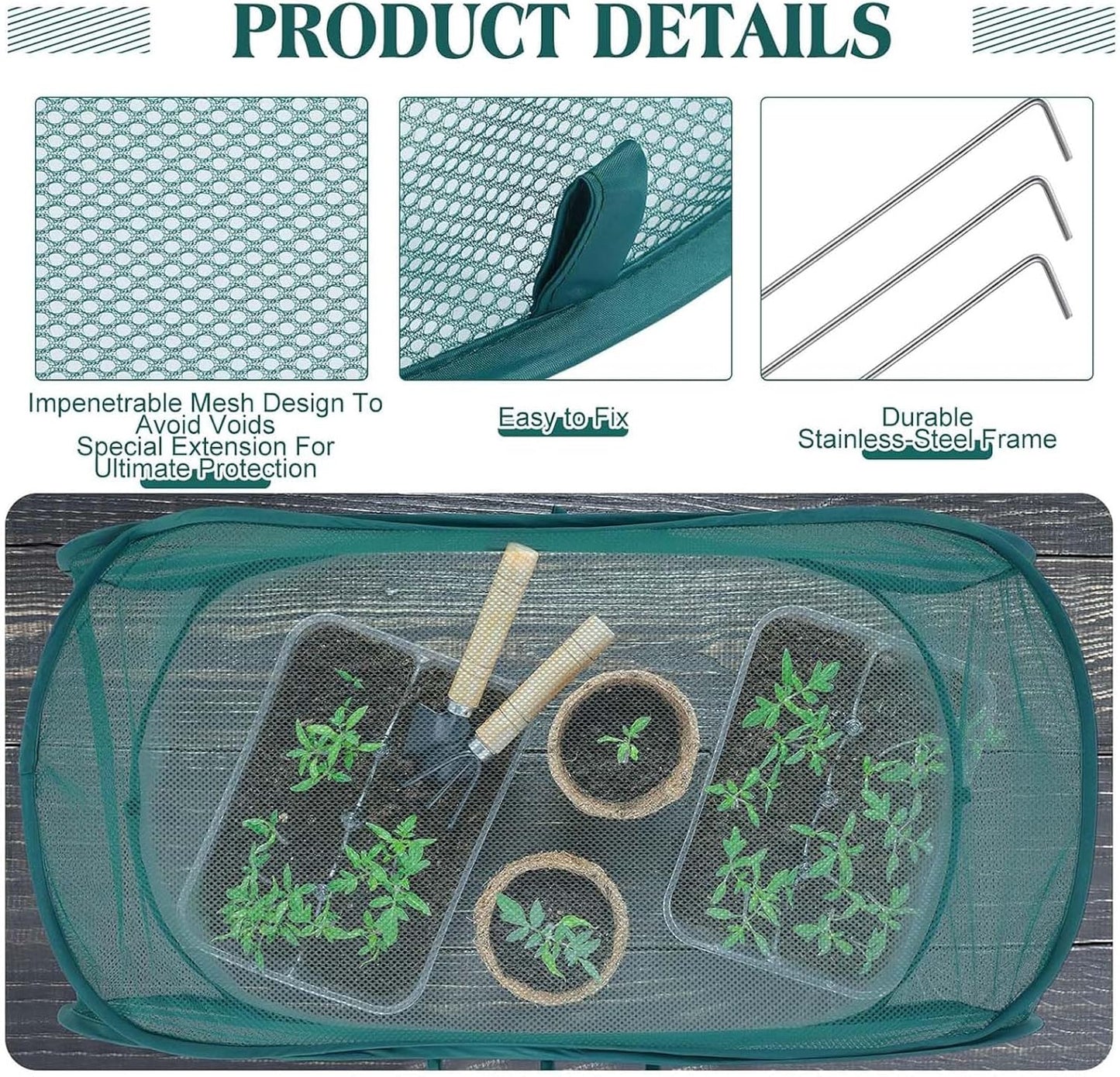 Pop Up Garden Row Cover, 39x18x16 for Raised Beds
