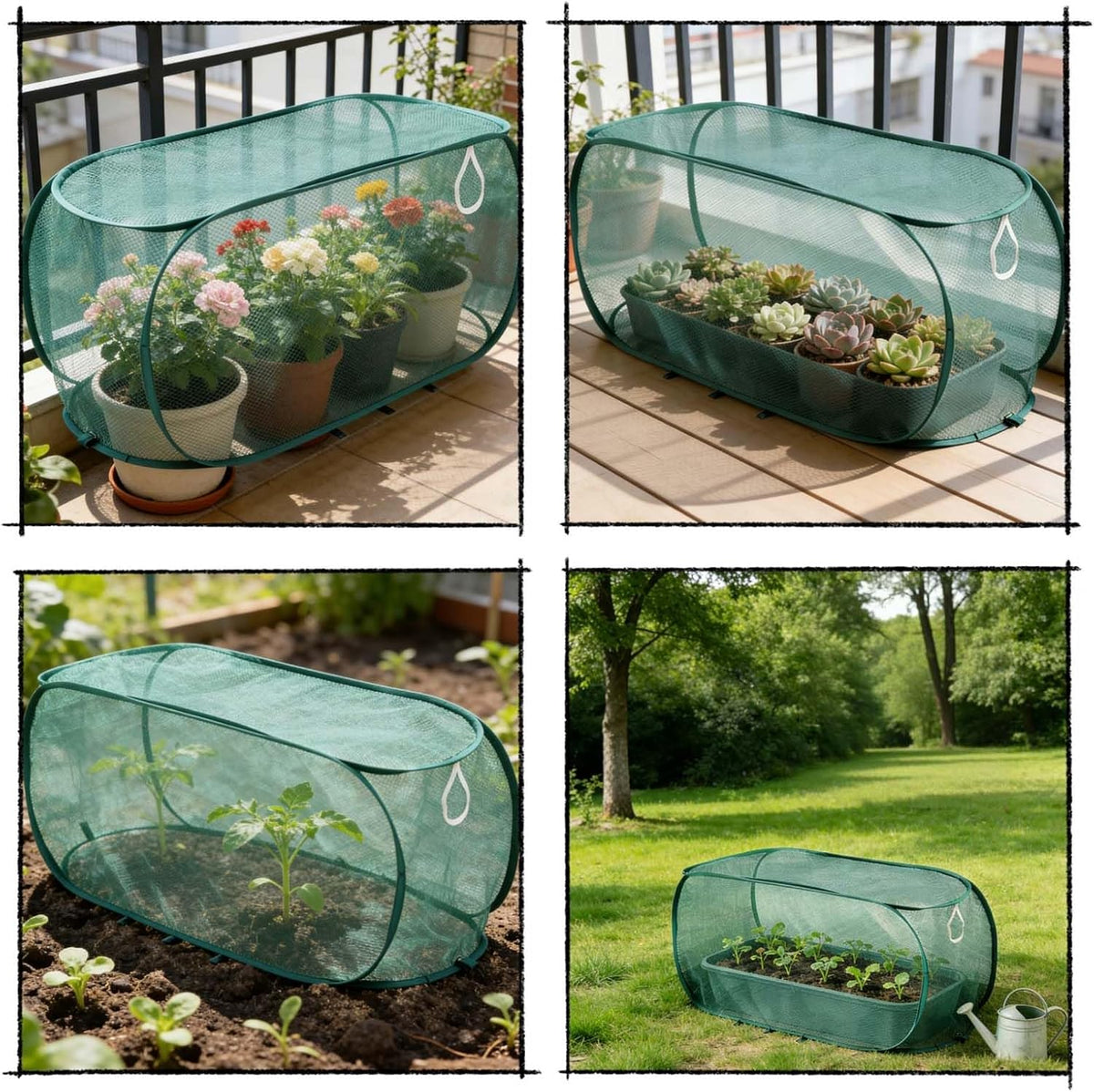 Pop Up Garden Row Cover, 39x18x16 for Raised Beds
