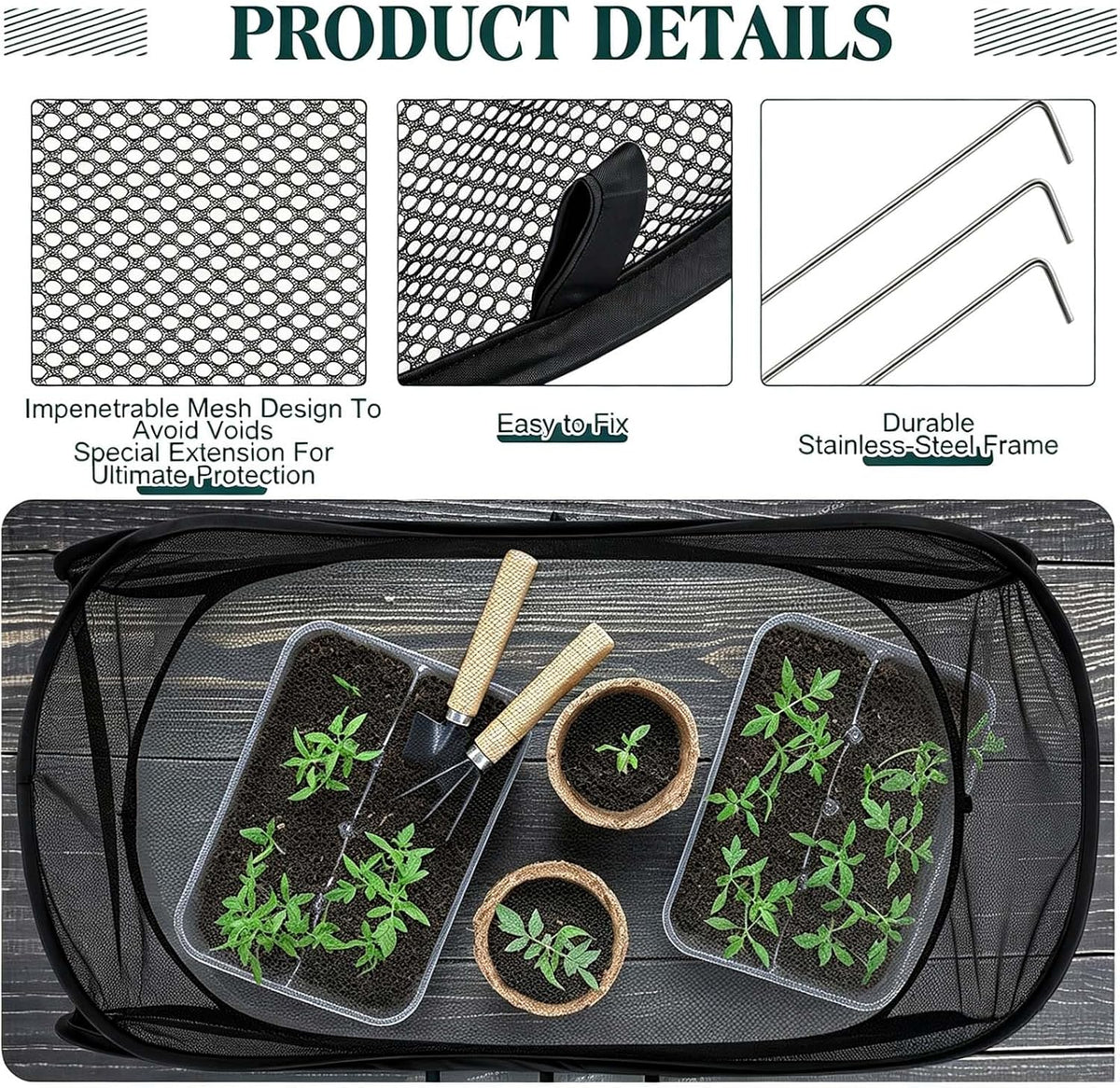 Pop Up Garden Row Cover, 39x18x16 for Raised Beds