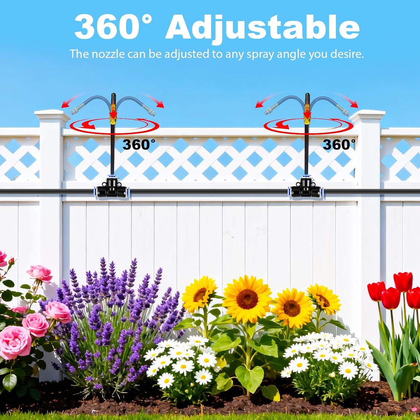100FT 360° Adjustable Irrigation System for Garden