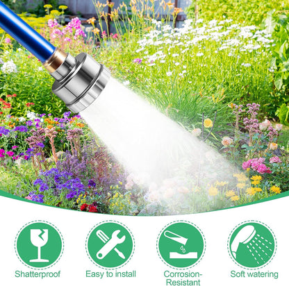 2 Pack Water Nozzle with 3000 Tiny Holes, 3/4'' Aluminium Alloy Garden Hose Shower Head with PTFE Thread Seal Tape for Outdoor Watering Flowers, Plants, Greenhouse, Nurseryman (2.24'',Silver)