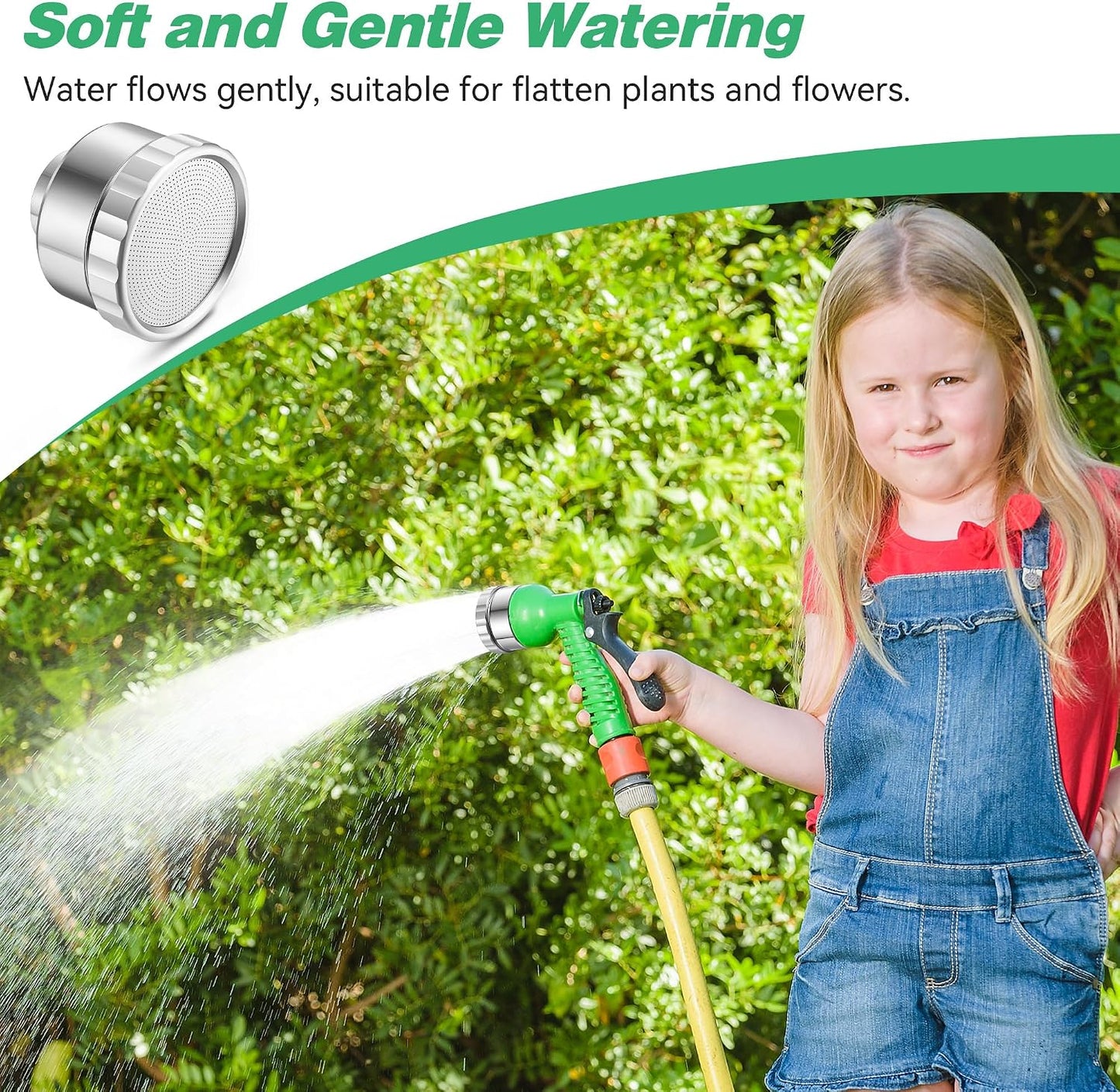 2 Pack Water Nozzle with 3000 Tiny Holes, 3/4'' Aluminium Alloy Garden Hose Shower Head with PTFE Thread Seal Tape for Outdoor Watering Flowers, Plants, Greenhouse, Nurseryman (2.24'',Silver)