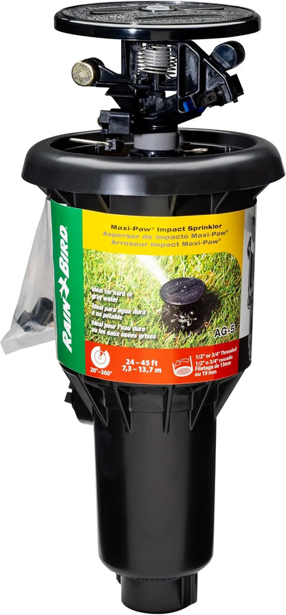 25PJDAC Brass Impact Sprinkler, Adjustable 20° - 360° Pattern, 20' - 41' Spray Distance