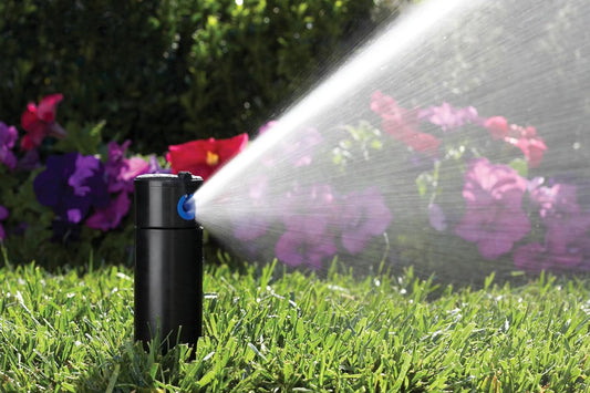Hunter PGP-ADJ-B 4" Pop-Up Rotor Sprinkler Head, Adjustable 40° to 360° Arc, Gear Drive Lawn Sprinkler Head, 22 to 52 ft Spray Distance, 8 Standard Blue Nozzles Included