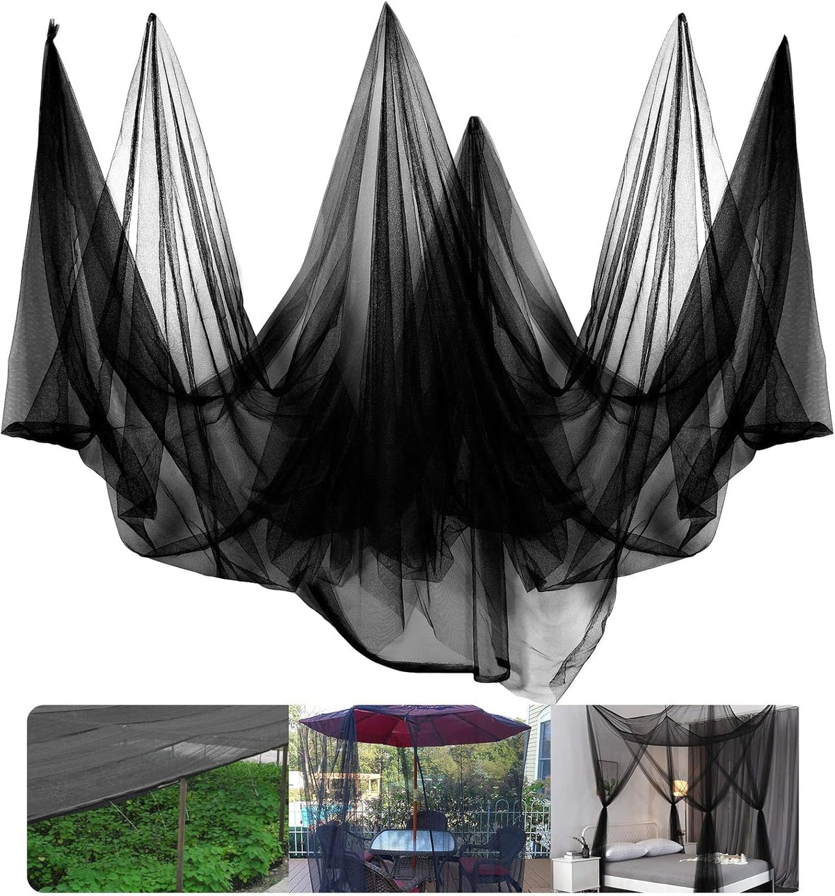 39 x 10 Ft Mosquito Netting for Garden Patio, Breathable Mesh Net for Bird and Insect Protection, Plant Cover for Vegetables, Fruits and Flowers, 3x12m Black