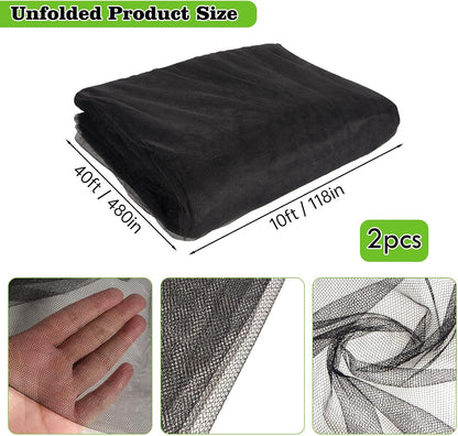 39 x 10 Ft Mosquito Netting for Garden Patio, Breathable Mesh Net for Bird and Insect Protection, Plant Cover for Vegetables, Fruits and Flowers, 3x12m Black