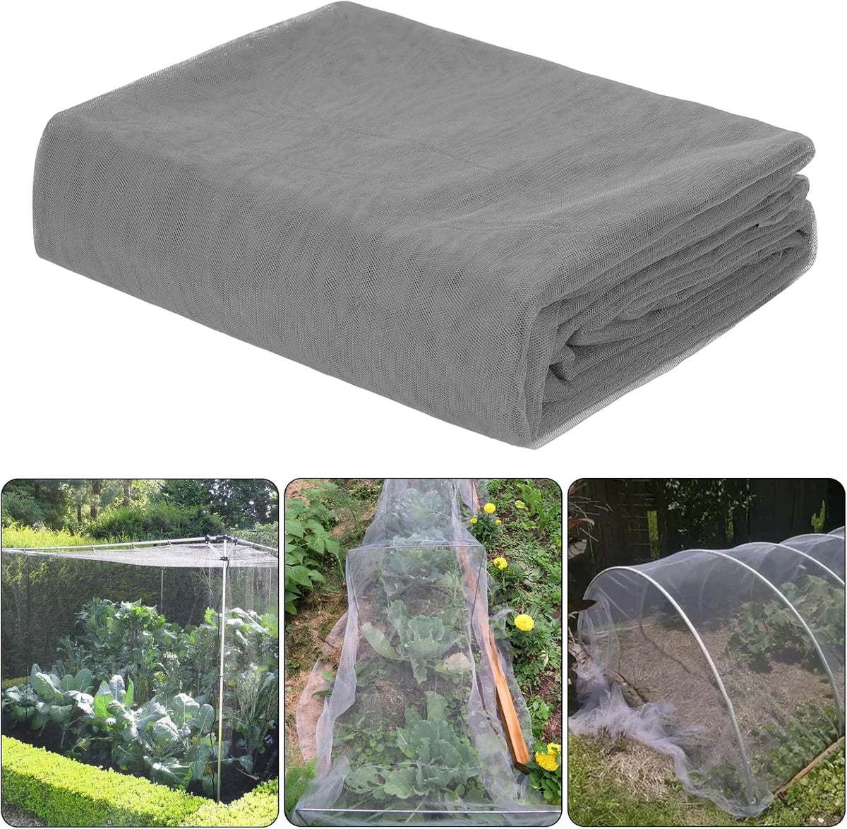 39 x 10 Ft Mosquito Netting for Garden Patio, Breathable Mesh Net for Bird and Insect Protection, Plant Cover for Vegetables, Fruits and Flowers, 3x12m Black