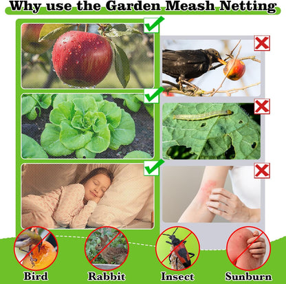 39 x 10 Ft Mosquito Netting for Garden Patio, Breathable Mesh Net for Bird and Insect Protection, Plant Cover for Vegetables, Fruits and Flowers, 3x12m Black