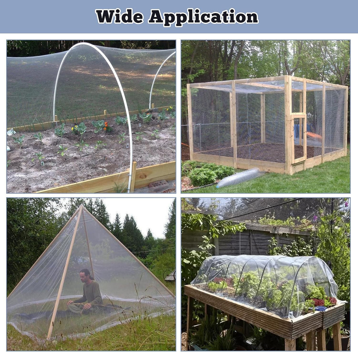 39 x 10 Ft Mosquito Netting for Garden Patio, Breathable Mesh Net for Bird and Insect Protection, Plant Cover for Vegetables, Fruits and Flowers, 3x12m Black