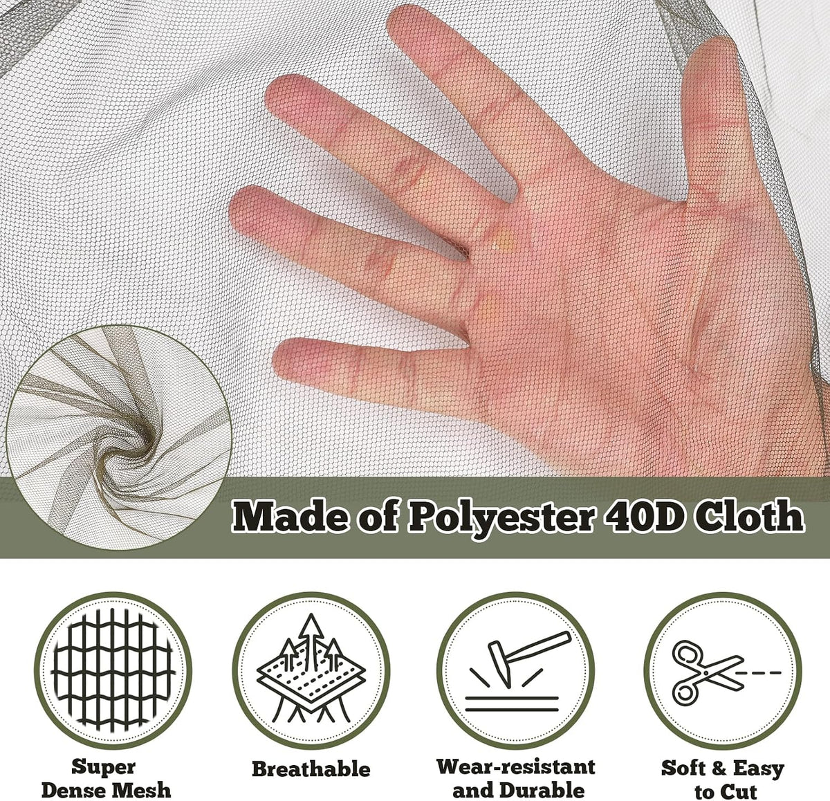 39 x 10 Ft Mosquito Netting for Garden Patio, Breathable Mesh Net for Bird and Insect Protection, Plant Cover for Vegetables, Fruits and Flowers, 3x12m Black