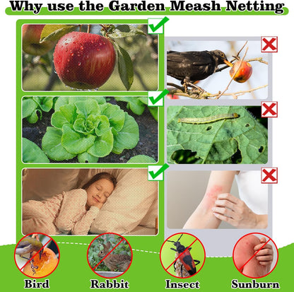 39 x 10 Ft Mosquito Netting for Garden Patio, Breathable Mesh Net for Bird and Insect Protection, Plant Cover for Vegetables, Fruits and Flowers, 3x12m Black