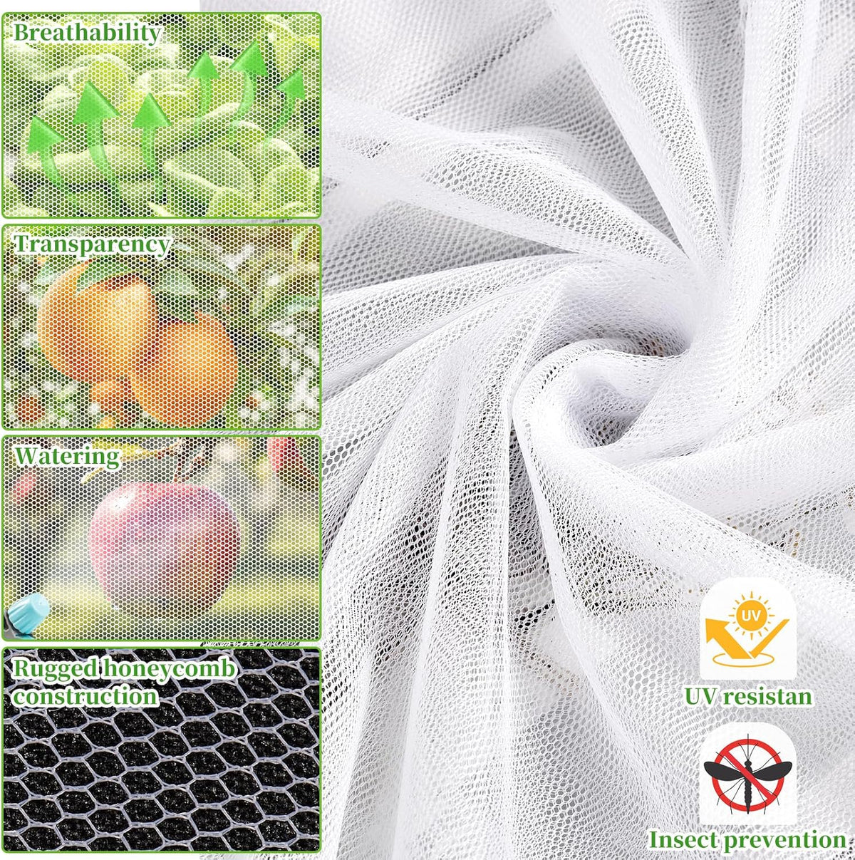 39 x 10 Ft Mosquito Netting for Garden Patio, Breathable Mesh Net for Bird and Insect Protection, Plant Cover for Vegetables, Fruits and Flowers, 3x12m Black