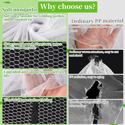39 x 10 Ft Mosquito Netting for Garden Patio, Breathable Mesh Net for Bird and Insect Protection, Plant Cover for Vegetables, Fruits and Flowers, 3x12m Black