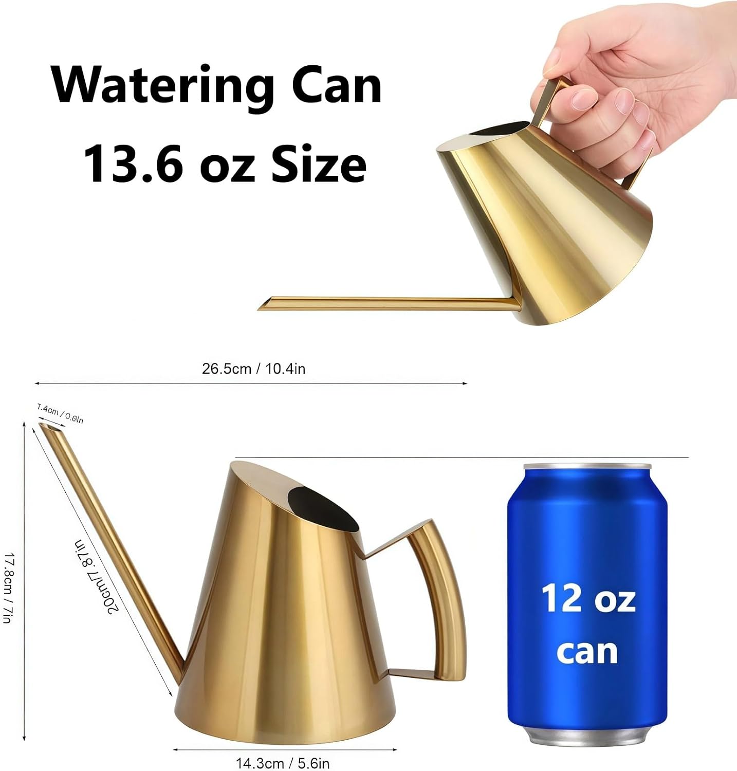 50.8 oz Watering Can Indoor Plants Stainless Steel Plant Waterer Watering Pot Sprinkle Pot Garden Flowers Plants Flower Tool Gold Watering Can with Long Spout (1500ml)