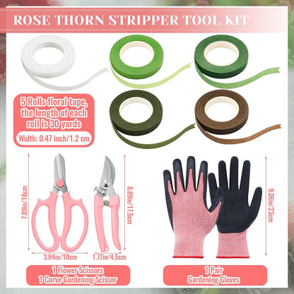 9 Pcs Rose Thorn Remover Set for Wedding Women Mother Gift, Pink