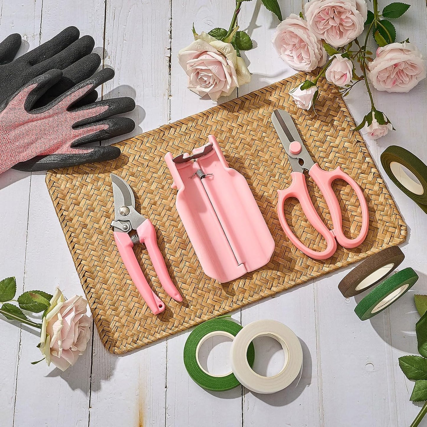 9 Pcs Rose Thorn Remover Set for Wedding Women Mother Gift, Pink