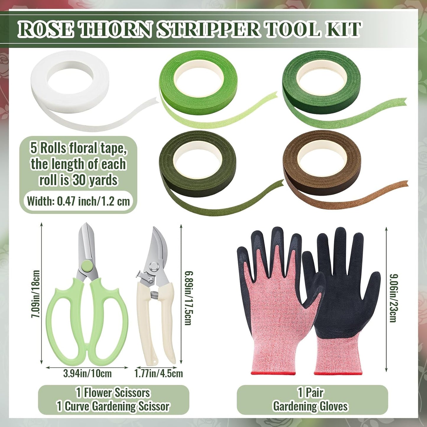 9 Pcs Rose Thorn Remover Set for Wedding Women Mother Gift, Pink