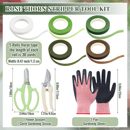 9 Pcs Rose Thorn Remover Set for Wedding Women Mother Gift, Pink