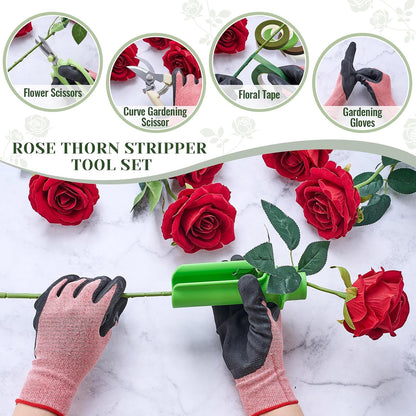 9 Pcs Rose Thorn Remover Set for Wedding Women Mother Gift, Pink