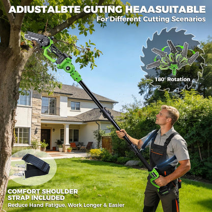6Inch Mini Chainsaw with Extension Pole, 2-in-1 Pole Saw for Tree Trimming