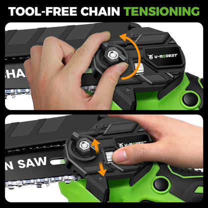 6Inch Mini Chainsaw with Extension Pole, 2-in-1 Pole Saw for Tree Trimming