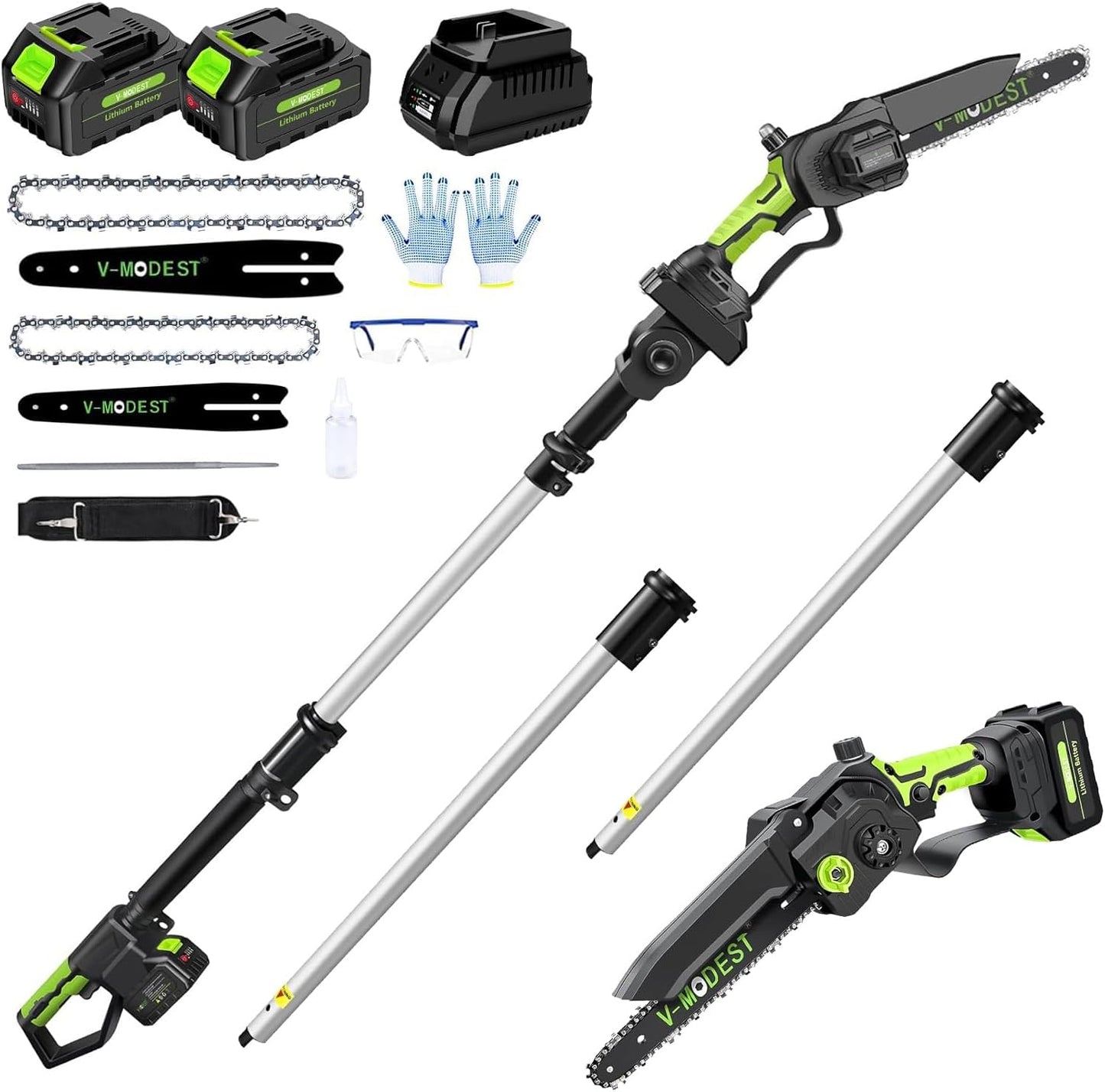 6Inch Mini Chainsaw with Extension Pole, 2-in-1 Pole Saw for Tree Trimming