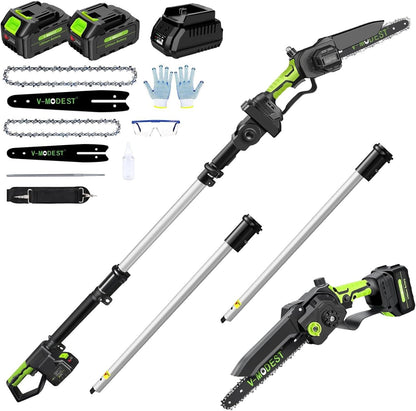 6Inch Mini Chainsaw with Extension Pole, 2-in-1 Pole Saw for Tree Trimming