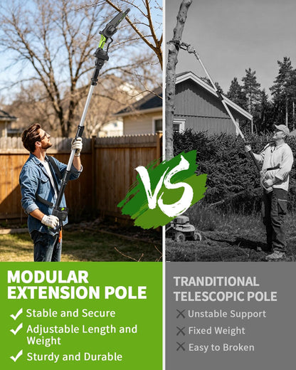 6Inch Mini Chainsaw with Extension Pole, 2-in-1 Pole Saw for Tree Trimming