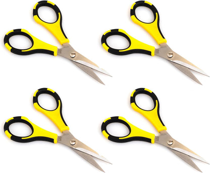 Cutter Bee Precision Craft Scissors - Small Ergonomic Scissors with Micro Tip for Cutting Paper, Herbs, and More - Stainless Steel Blades, Yellow and Black