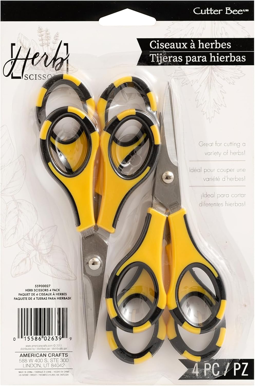 Cutter Bee Precision Craft Scissors - Small Ergonomic Scissors with Micro Tip for Cutting Paper, Herbs, and More - Stainless Steel Blades, Yellow and Black