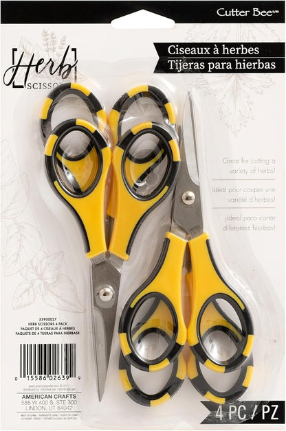 Cutter Bee Precision Craft Scissors - Small Ergonomic Scissors with Micro Tip for Cutting Paper, Herbs, and More - Stainless Steel Blades, Yellow and Black