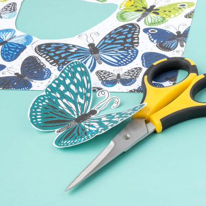 Cutter Bee Precision Craft Scissors - Small Ergonomic Scissors with Micro Tip for Cutting Paper, Herbs, and More - Stainless Steel Blades, Yellow and Black