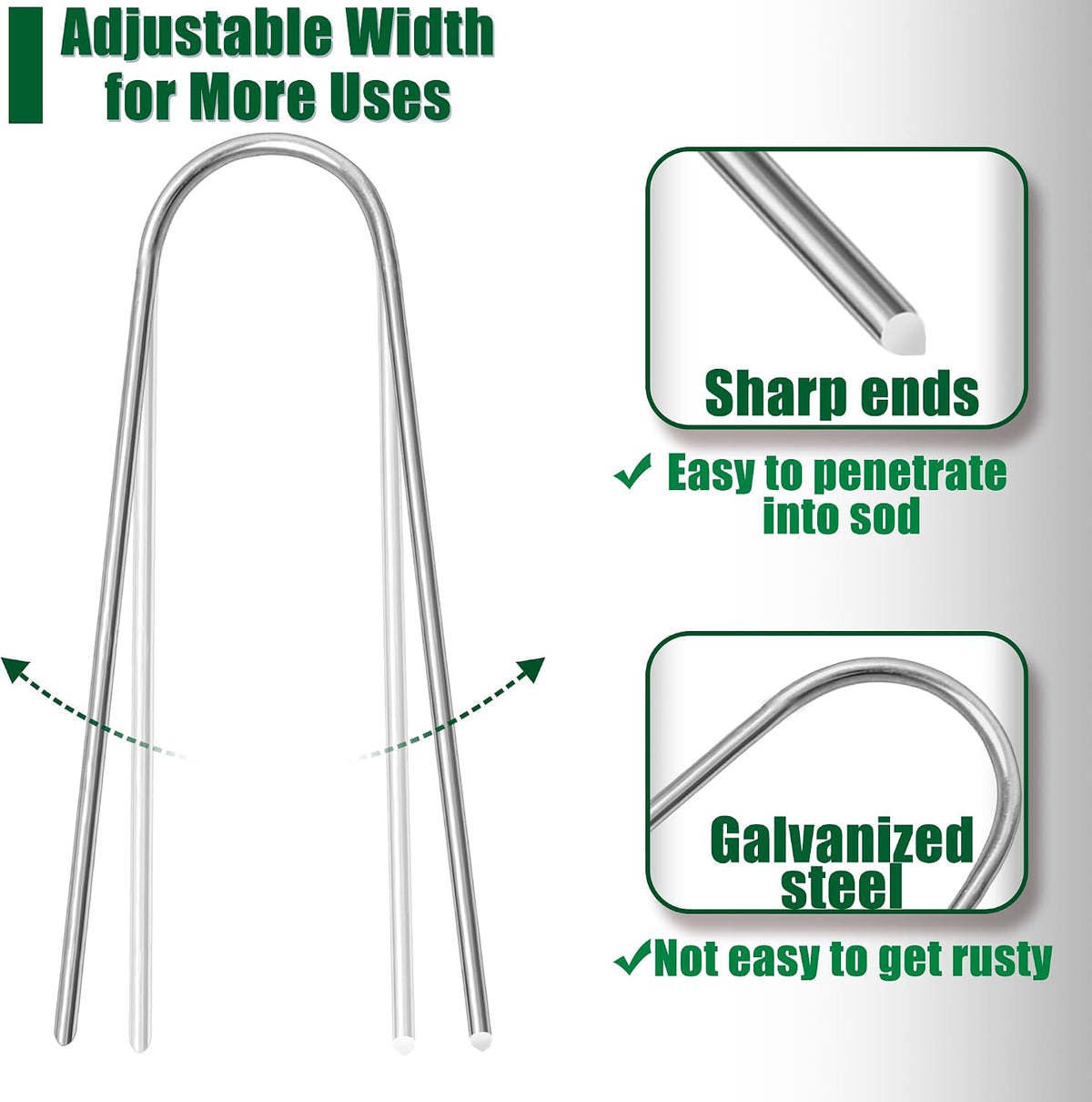 U Shaped Garden Stakes 4 Inch 40 Pack Drip Irrigation Stakes Galvanized Landscape Garden Staples Hose Stakes for Soaker Hose Drip Line Irrigation Tubing Tube, Lawn Ground and Weed Barriers
