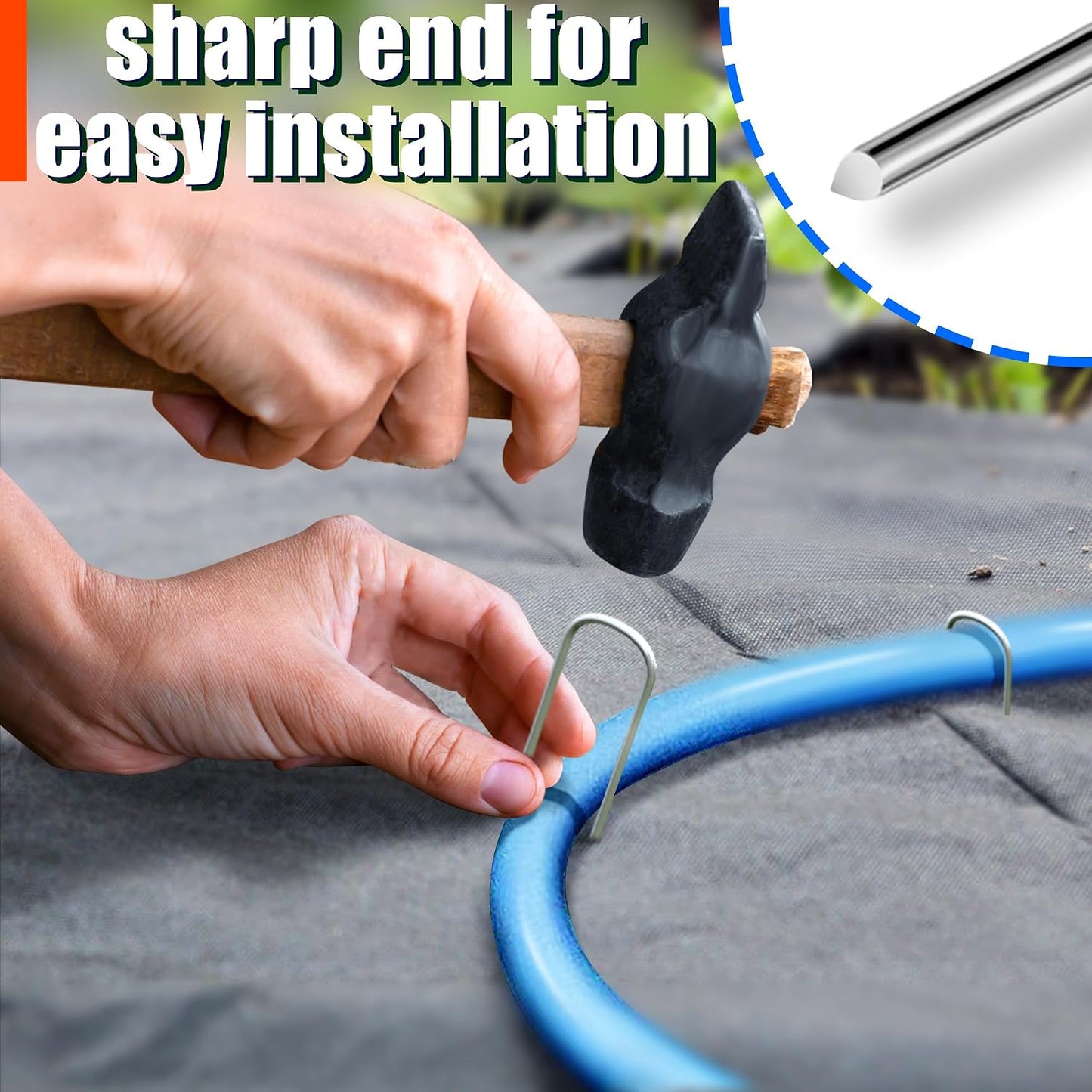 U Shaped Garden Stakes 4 Inch 40 Pack Drip Irrigation Stakes Galvanized Landscape Garden Staples Hose Stakes for Soaker Hose Drip Line Irrigation Tubing Tube, Lawn Ground and Weed Barriers