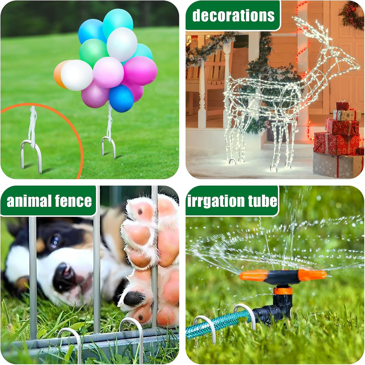 U Shaped Garden Stakes 4 Inch 40 Pack Drip Irrigation Stakes Galvanized Landscape Garden Staples Hose Stakes for Soaker Hose Drip Line Irrigation Tubing Tube, Lawn Ground and Weed Barriers
