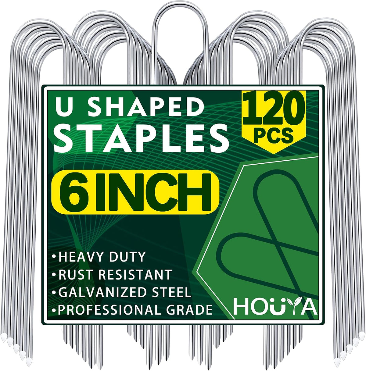 U Shaped Garden Stakes 4 Inch 40 Pack Drip Irrigation Stakes Galvanized Landscape Garden Staples Hose Stakes for Soaker Hose Drip Line Irrigation Tubing Tube, Lawn Ground and Weed Barriers
